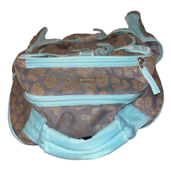 Pottery Barn Teen Grey Silver Metallic Turquoise Backpack Embroidered Caroline - Picture 6 of 8